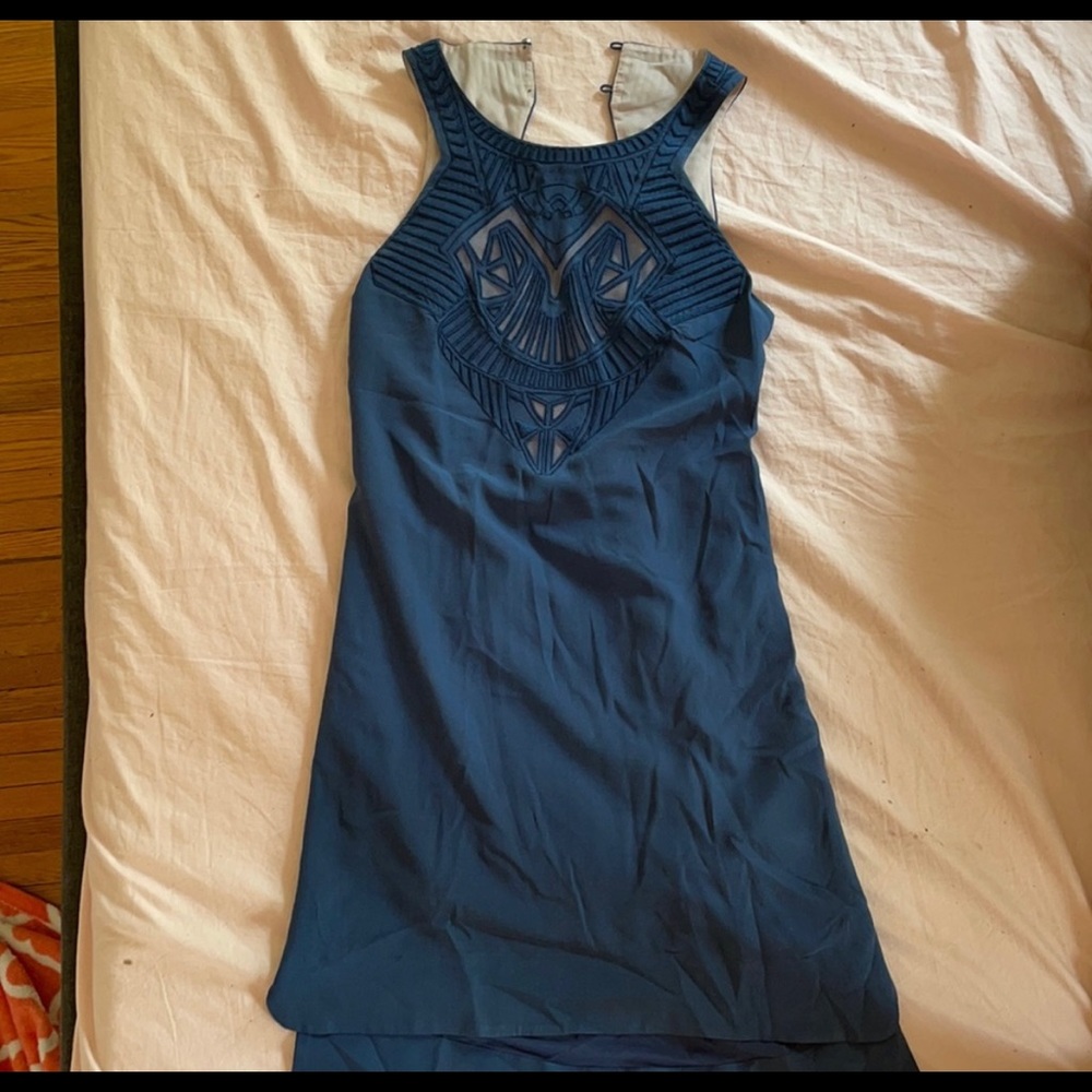 100% silk blue Karen millen never worn dress